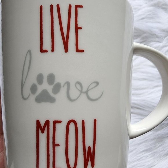 Pfaltzgraff Live love meow cat paw print ceramic coffee mug - Picture 3 of 6
